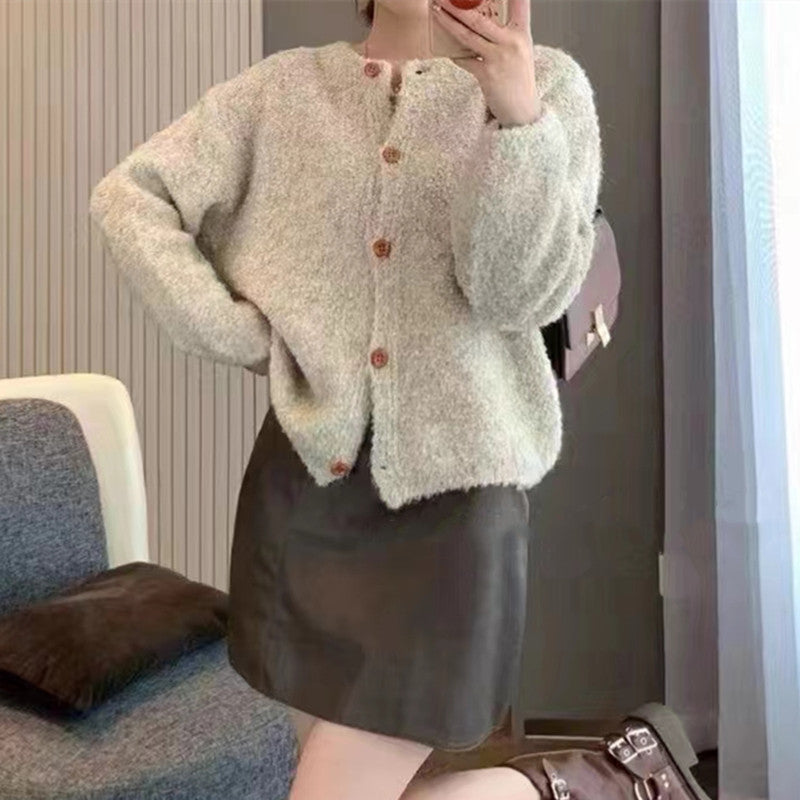 Damen Kuschelige Strickjacke mit Knopfdetails und weitem Schnitt Drune