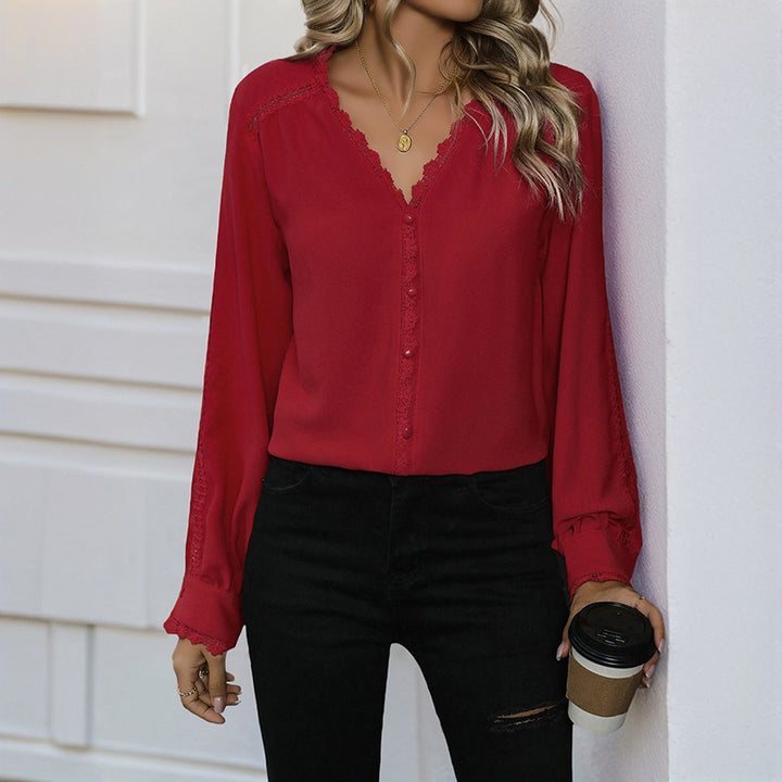 Damen Elegante Bluse mit Rüschendetails Drune