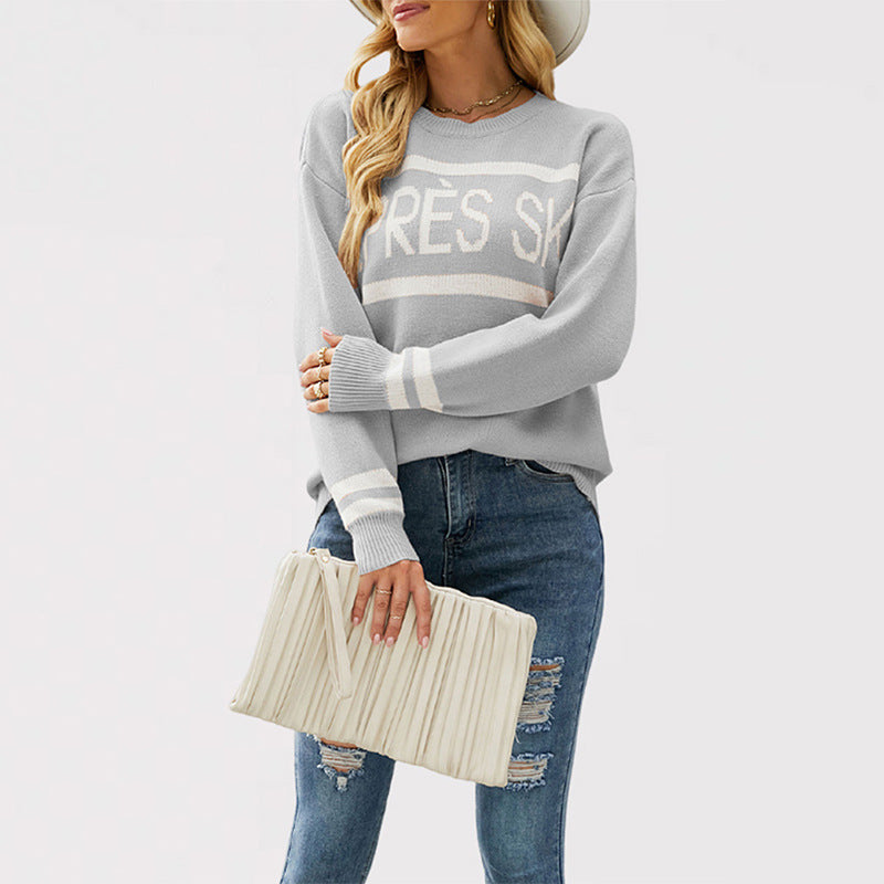 Damen Modischer Sweatpullover mit Statement-Print Drune