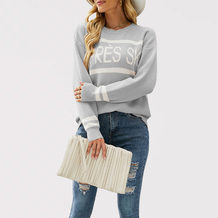 Damen Modischer Sweatpullover mit Statement-Print Drune