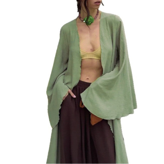 Damen Wickelkleid mit weitem Schnitt und Taillengürtel Drune