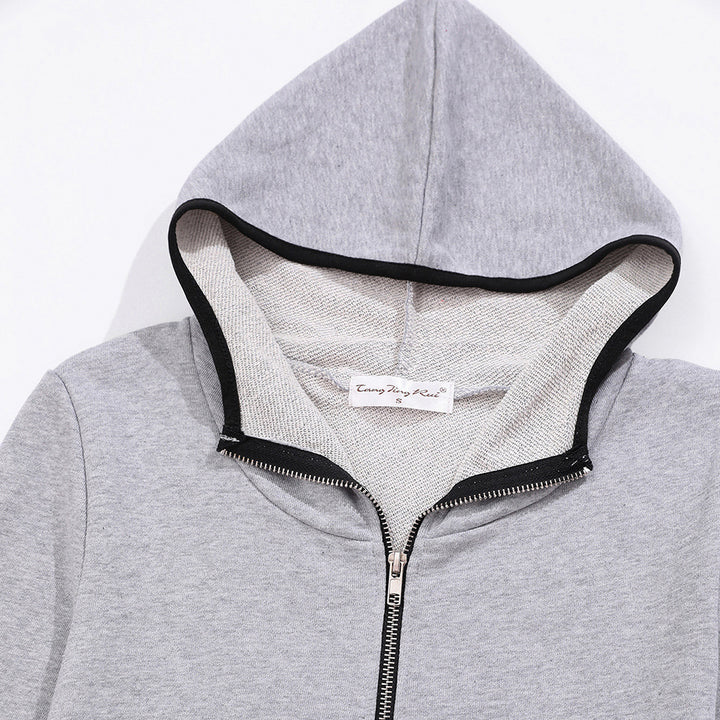 Damen Sportliche Zip-Hoodie Jacke Drune