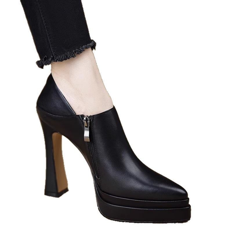 Damen Elegante Plateau-Stiefeletten mit Reißverschluss Drune