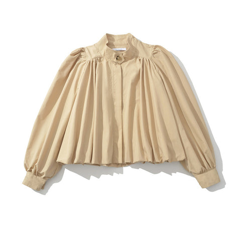 Damen modische Bluse mit eleganten Raffungen und tiefem Kragen Drune