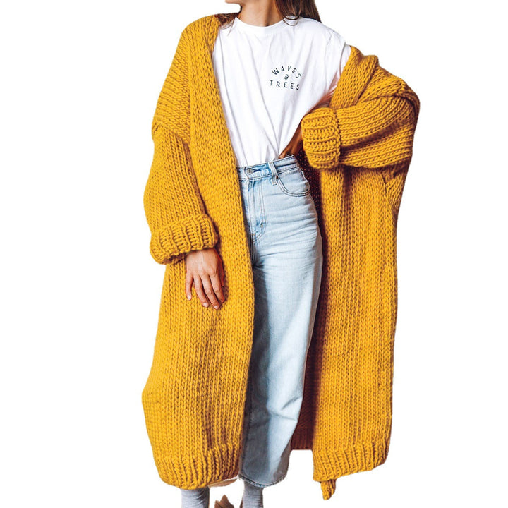 Damen Langärmeliger Grobstrick Cardigan Drune