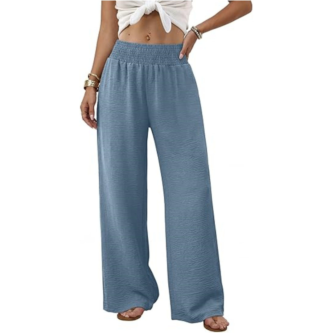 Damen Palazzo-Loungehose mit hohem Smokbund und weitem Bein Drune