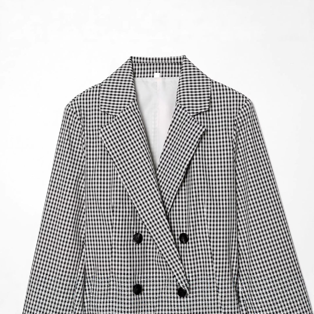 Damen nan taillierter Doppelreiher-Blazer mit Tunnelzug und Kordelbindegürtel Drune