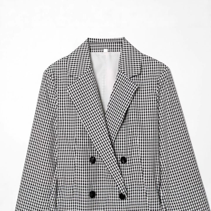 Damen nan taillierter Doppelreiher-Blazer mit Tunnelzug und Kordelbindegürtel Drune