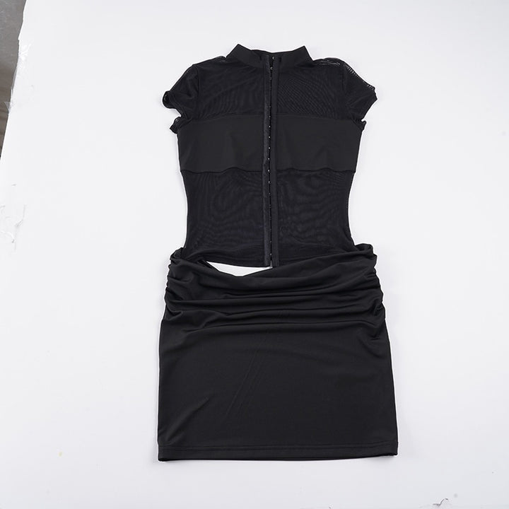 Damen figurbetontes Kleid mit innovativem Rüschen-Design und asymmetrischem Saum Drune