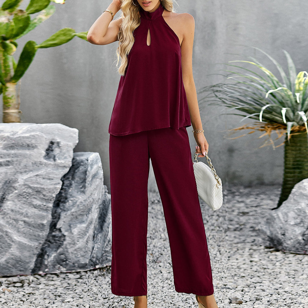 Damen Elegantes Hochkragen-Jumpsuit-Set Drune