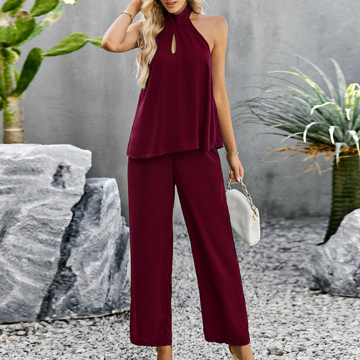 Damen Elegantes Hochkragen-Jumpsuit-Set Drune