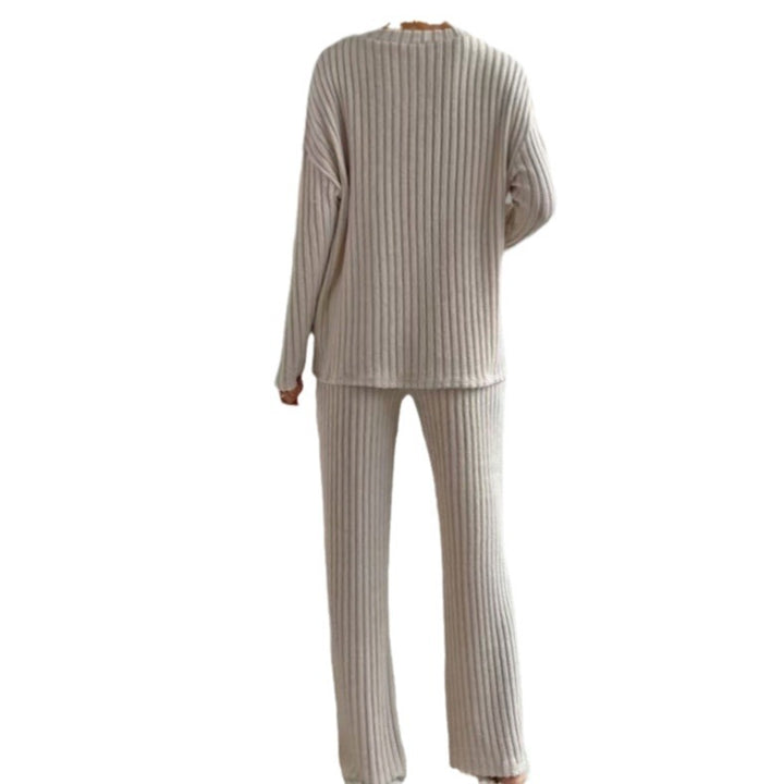 Damen Strickanzug mit modischem V-Ausschnitt und feinem Rippdesign Drune