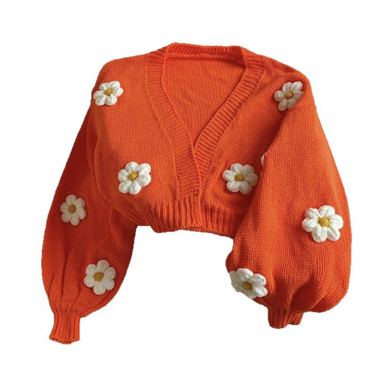 Damen Strickjacke mit floralen Applikationen und lockerer Passform Drune