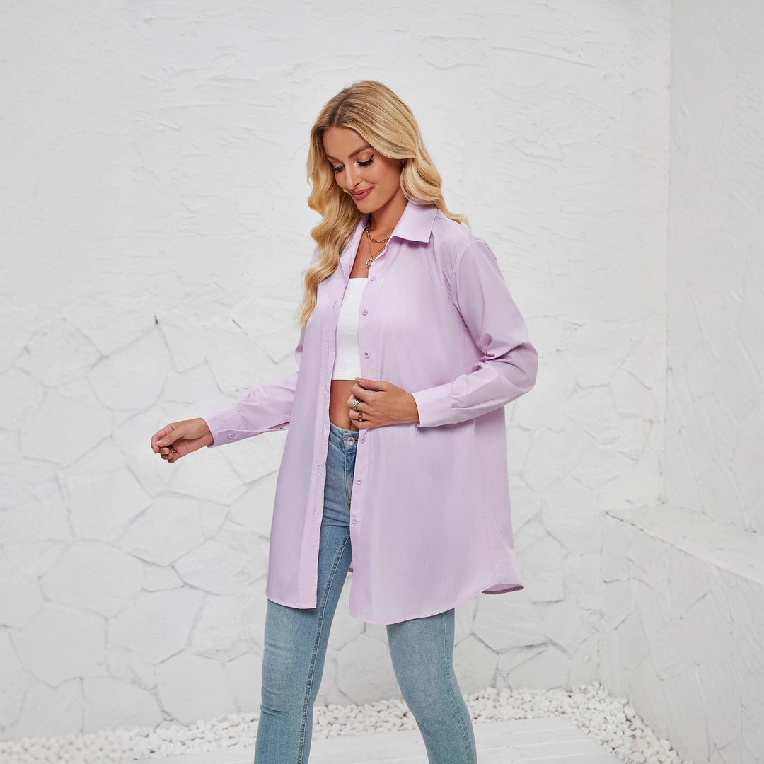 Damen Hemdbluse mit elegantem Oversized-Schnitt und klassischen Knopfdetails Drune