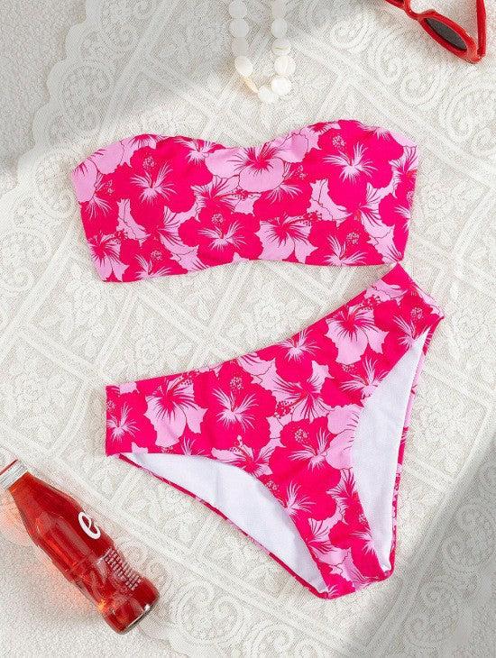 Damen Bandeau-Bikini mit elegantem Muster Drune