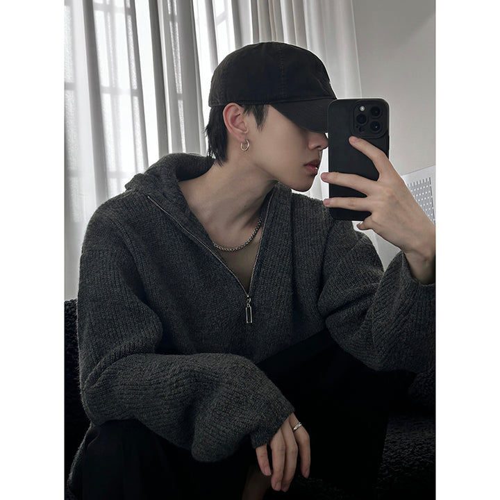 Herren Cozy Grobstrickpullover mit Reißverschluss Drune