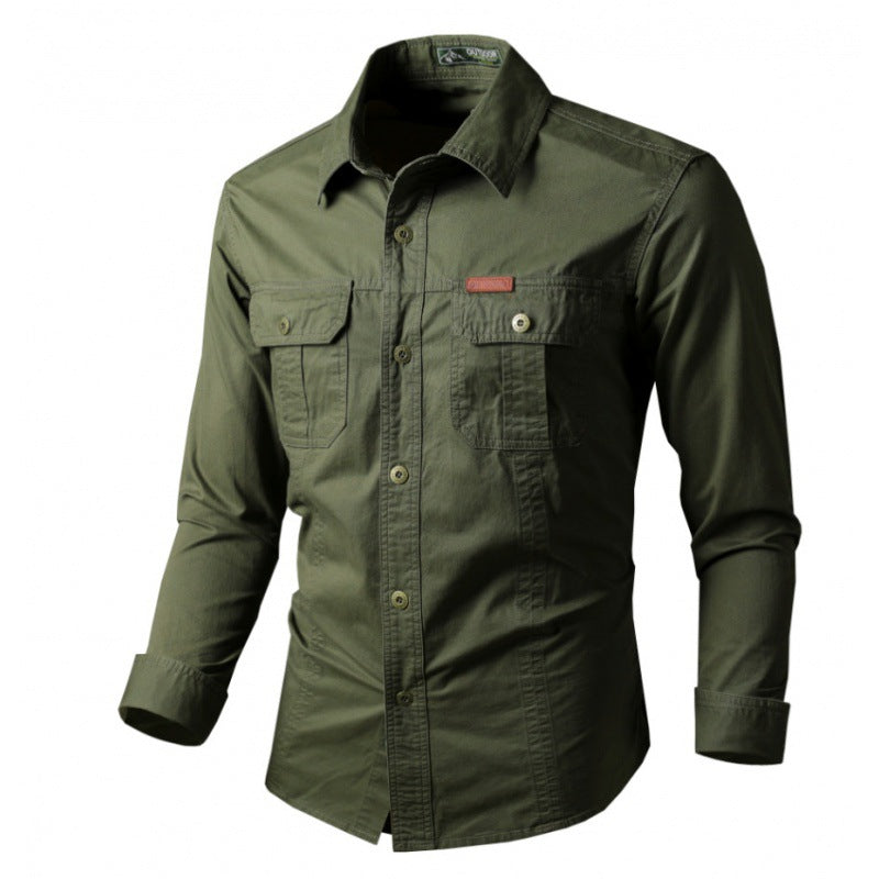Herren Robustes Canvas-Hemdjacke im Utility‑Stil Drune
