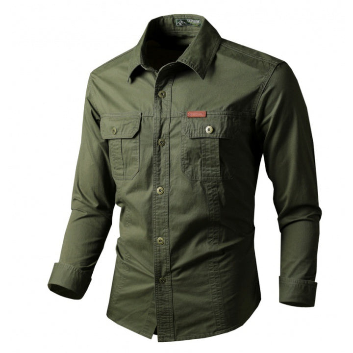Herren Robustes Canvas-Hemdjacke im Utility‑Stil Drune