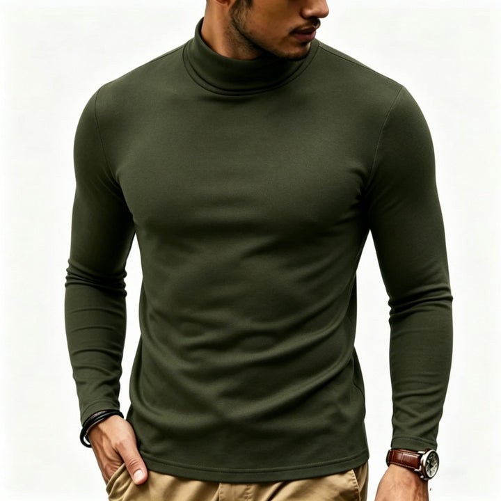 Herren Enganliegender Rollkragenpullover in Slim-Fit aus Baumwoll-Elasthan Drune