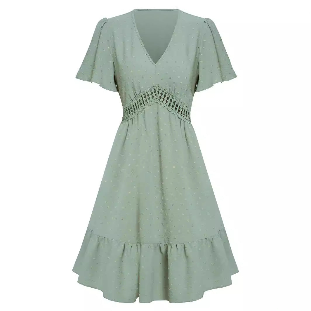Damen Freizeitkleid mit Spitzenakzenten und schwingendem Rock Drune