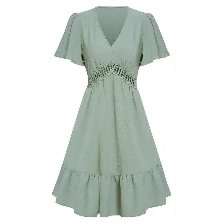 Damen Freizeitkleid mit Spitzenakzenten und schwingendem Rock Drune
