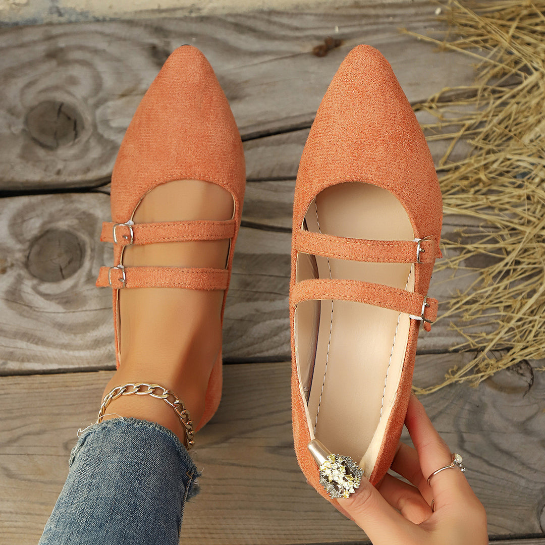 Damen nan spitze Mary-Jane Ballerinas mit doppelt verstellbaren Schnallenriemen und gepolstertem Komfortfußbett Drune