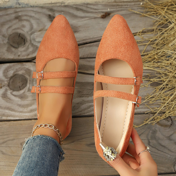 Damen nan spitze Mary-Jane Ballerinas mit doppelt verstellbaren Schnallenriemen und gepolstertem Komfortfußbett Drune
