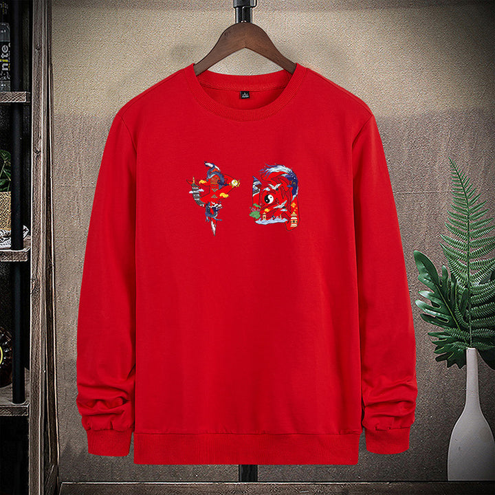 Herren Rundhals-Sweatshirt mit detailreichem Grafikprint Drune