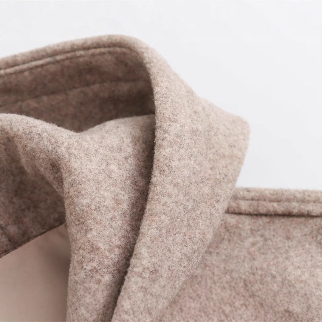 Damen Kurze Oversized Wollmix-Kapuzenjacke mit Ballonärmeln und Rippbündchen Drune