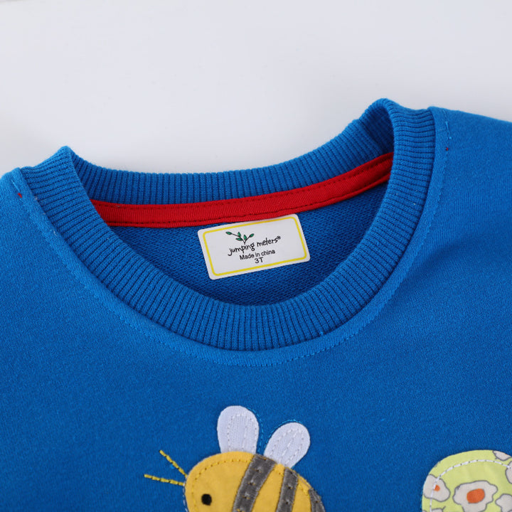 Damen Sweatshirt mit fröhlichem Blumen- und Insektenmotiv Drune