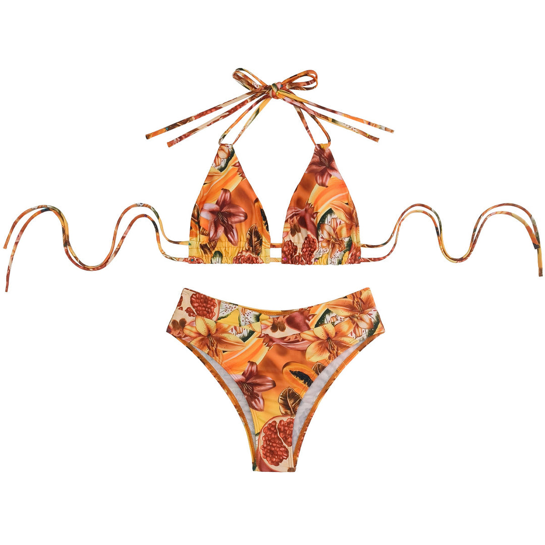 Damen Triangel-Bikini mit raffinierten Fruchtmotiven Drune