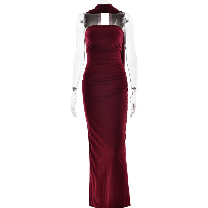 Damen Elegantes und figurbetontes Maxikleid mit transparenten Ärmeln Drune