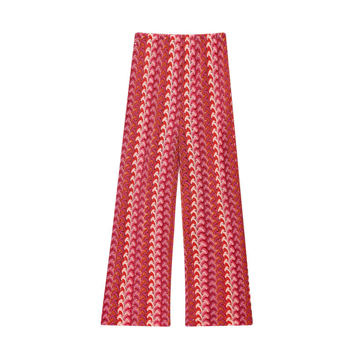 Damen weite Palazzohose mit auffälligem Wellenmuster und elastischem Bund Drune