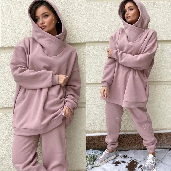 Damen nan Oversize-Hoodie-Set mit Schlauchkragen und thermogefütterter Jogginghose Drune