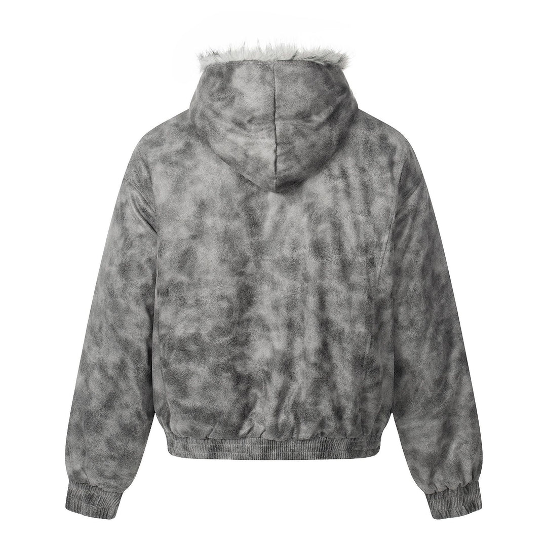 Damen Kurzblouson im Vintage‑Wildlederlook mit Kapuze und Teddyfutter Drune