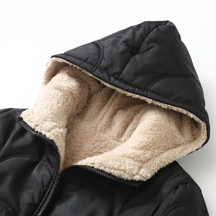 Damen Gesteppte Kapuzenjacke mit kuscheligem Teddyfutter und seitlichen Eingrifftaschen Drune