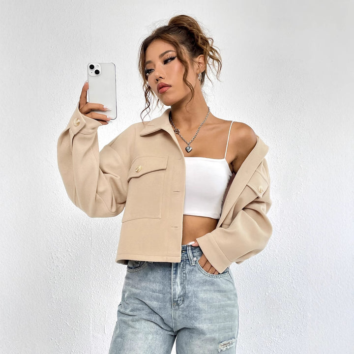 Damen lässige Chino-Jacke mit modischen Knopfdetails und praktischen Taschen Drune