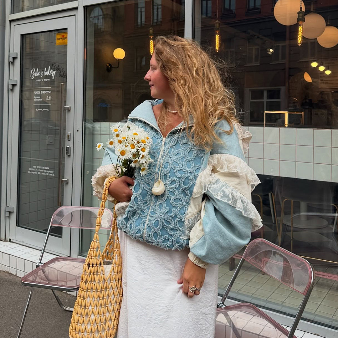 Damen Voluminöser Kapuzenpullover mit Rüschen und exquisites Design Drune