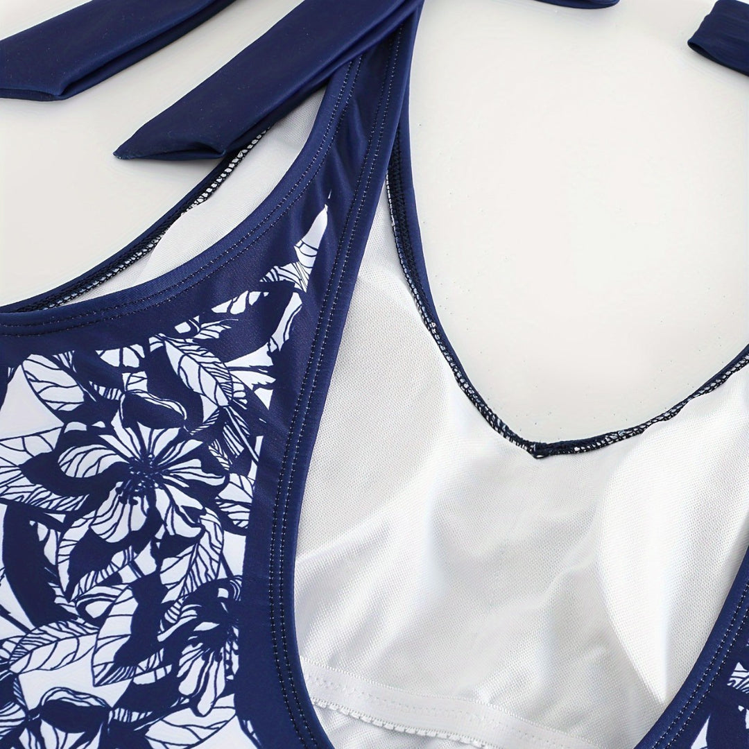 Damen Einteiliger Badeanzug mit floralem Überwurf Drune