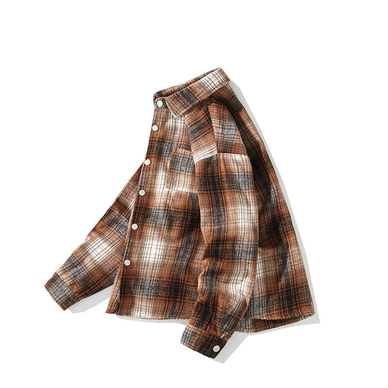 Herren Karierte Overshirt-Hemdjacke aus gebürstetem Baumwollmix mit Brusttasche Drune