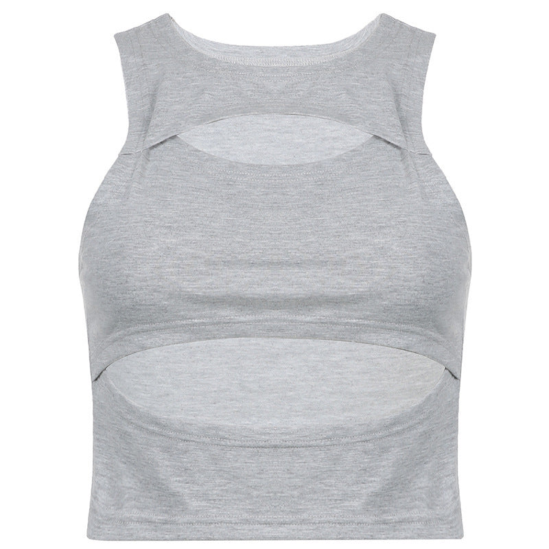 Damen sportliches Crop-Top mit Cut-Out-Design und atmungsaktivem Stoff Drune