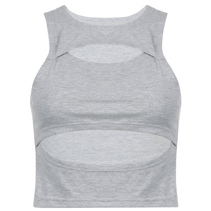Damen sportliches Crop-Top mit Cut-Out-Design und atmungsaktivem Stoff Drune