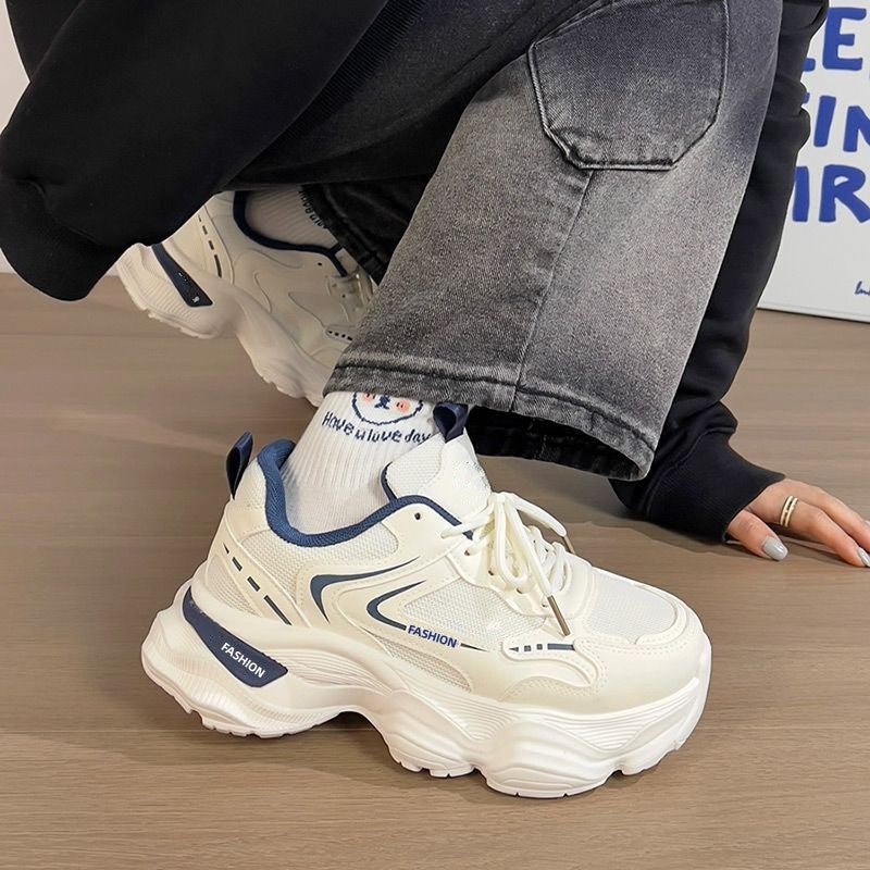 Damen Skulpturierte Wedgesneaker mit stufiger Plateausohle, atmungsaktivem Mesh und gepolstertem Komfortkragen Drune