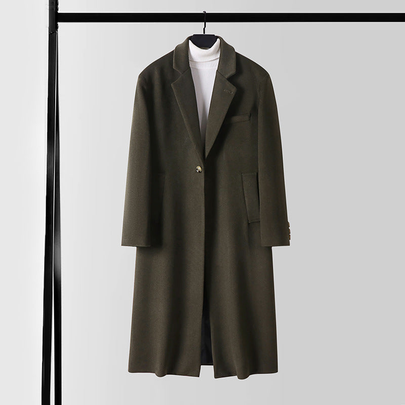 Herren Taillierter Wollmix-Longcoat mit Schalkragen und Ein-Knopf-Verschluss Drune