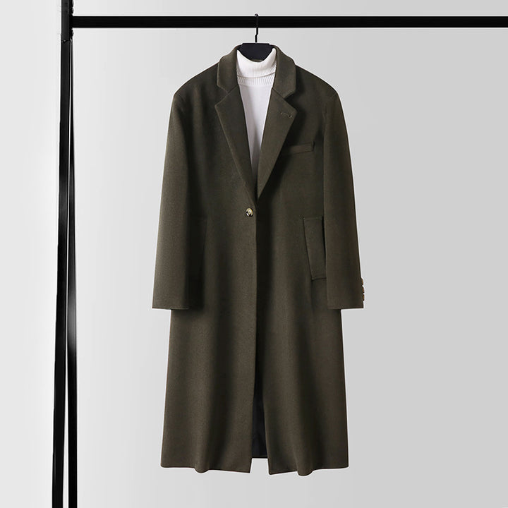 Herren Taillierter Wollmix-Longcoat mit Schalkragen und Ein-Knopf-Verschluss Drune