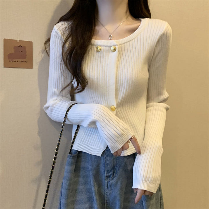 Damen Knitted Cardigan mit dekorativen Knopfdetails Drune