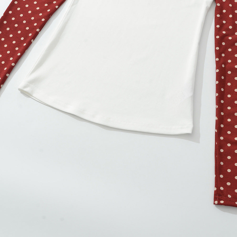 Damen Asymmetrisches Longsleeve mit Polka-Dot Raglanärmeln Drune