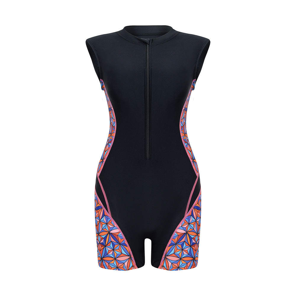 Damen Sportlicher Langarm-Schwimmanzug mit modernen grafischen Akzenten Drune