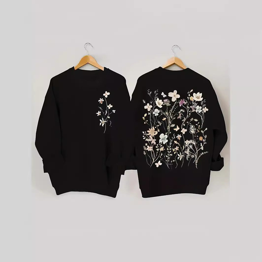 Damen Sweatshirt mit floralem Design und weichem Innenfutter Drune
