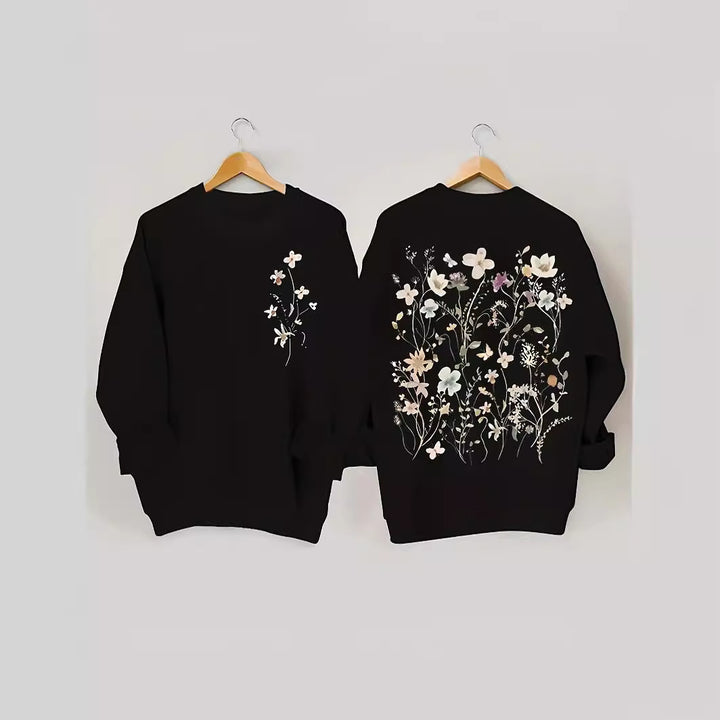 Damen Sweatshirt mit floralem Design und weichem Innenfutter Drune